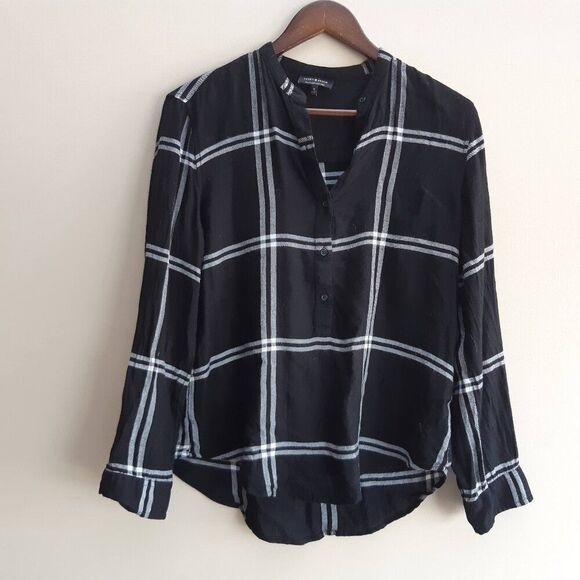 Lucky Brand black & white plaid top - Picture 1 of 3